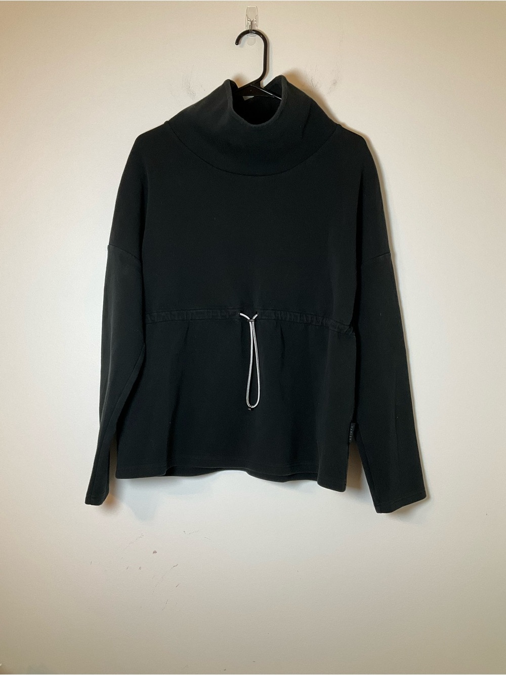 Varley Black Funnel Neck Cinch Waist Pullover Sweatshirt Small